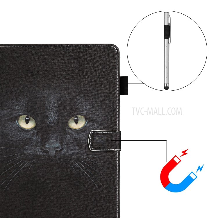 A Impressão De Padrões Tampa Do Suporte Couro Caso Slots De Cartão Para Capas Pro 12,9 Polegadas (2020) / (2018) - Cara De Gato-6