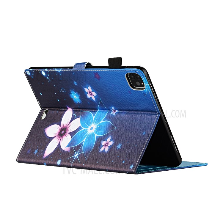 Pattern Printing Cover Leather Stand Card Slots Case for iPad Pro 12.9-inch (2020)/(2018) - Flower-4