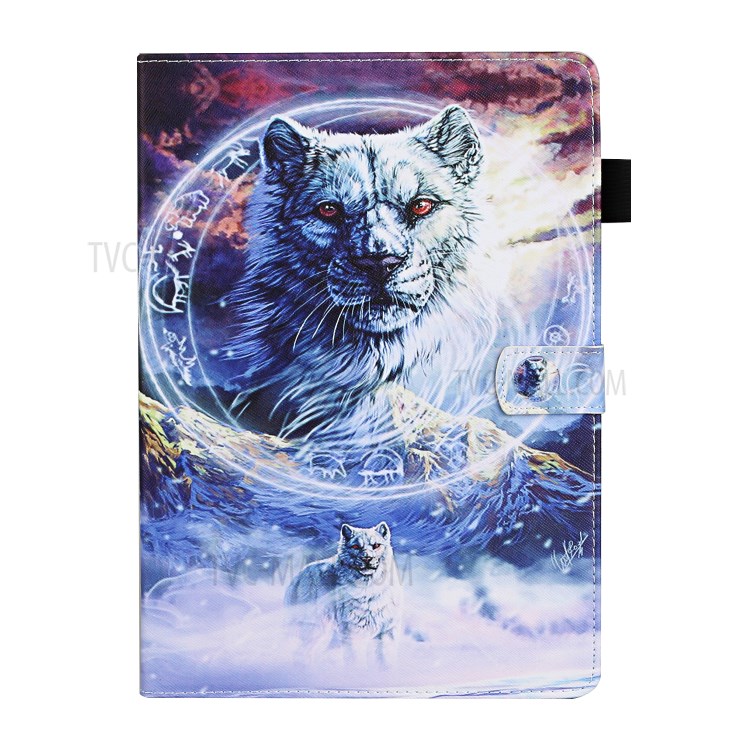 Pattern Printing Cover Leather Stand Card Slots Case for iPad Pro 12.9-inch (2020)/(2018) - Wolf-2