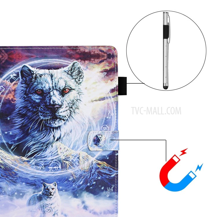 Pattern Printing Cover Leather Stand Card Slots Case for iPad Pro 12.9-inch (2020)/(2018) - Wolf-6