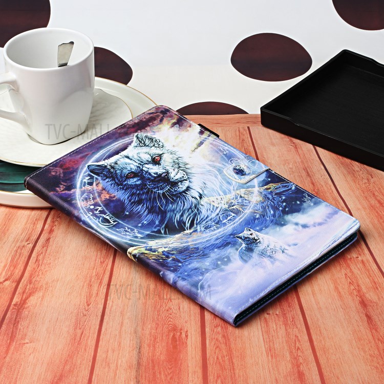 Pattern Printing Cover Leather Stand Card Slots Case for iPad Pro 12.9-inch (2020)/(2018) - Wolf-7