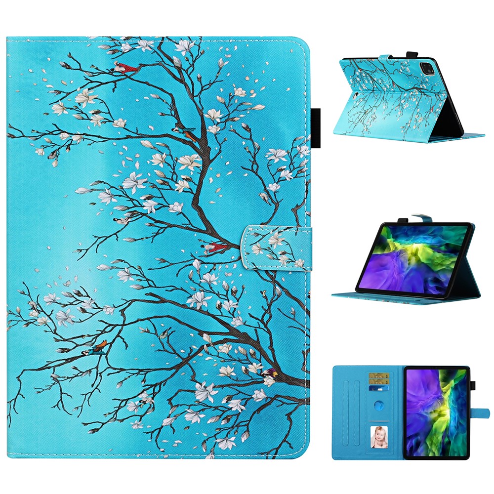 Pattern Printing Leather Card Slots Cover Case for iPad Pro 11-inch (2020)/(2018) - Flower Tree-1