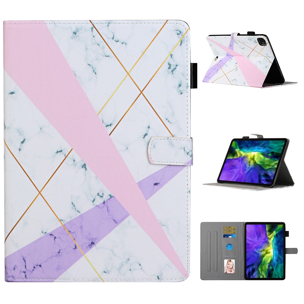 Pattern Printing Leather Card Slots Cover Case for iPad Pro 11-inch (2020)/(2018) - Pink and Purple-1