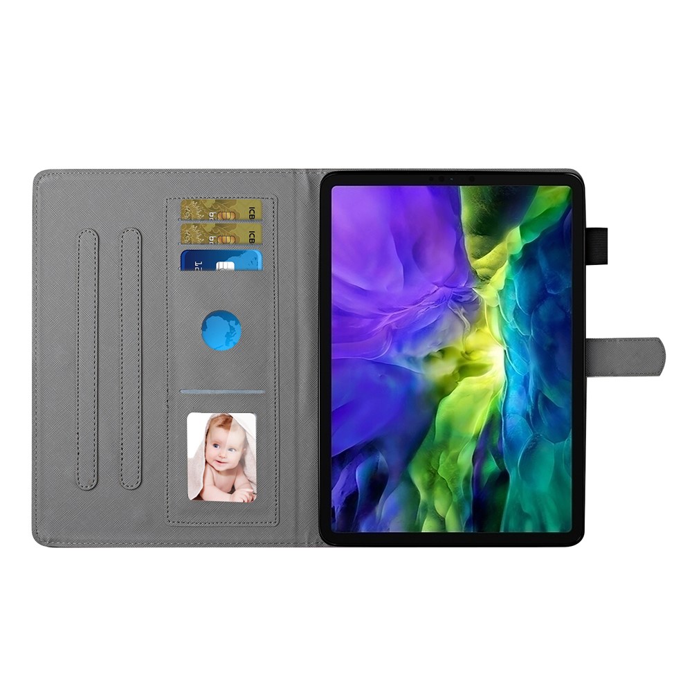 Pattern Printing Leather Card Slots Cover Case for iPad Pro 11-inch (2020)/(2018) - Pink and Purple-11