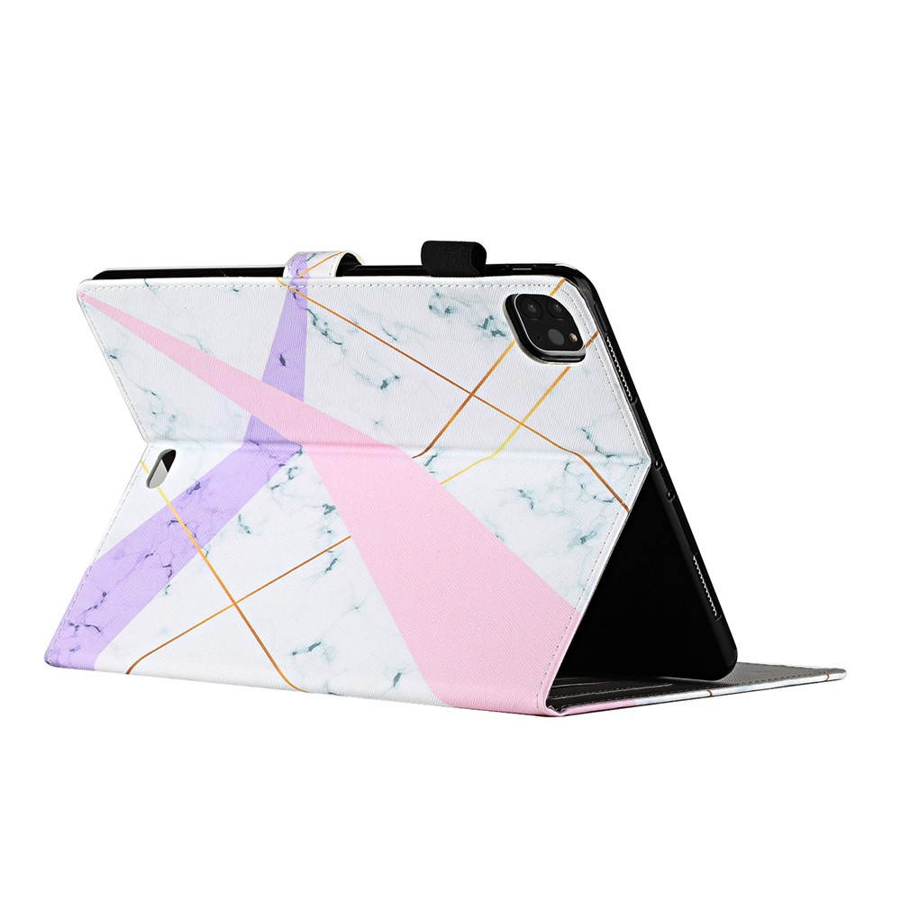 Pattern Printing Leather Card Slots Cover Case for iPad Pro 11-inch (2020)/(2018) - Pink and Purple-4