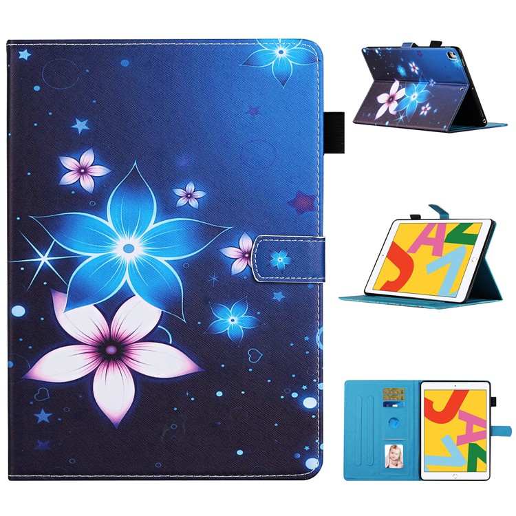 Pattern Printing Protective Leather Stand Card Slots Cover Case for iPad 10.2 (2019)/iPad Pro 10.5-inch (2017) - Flower-1