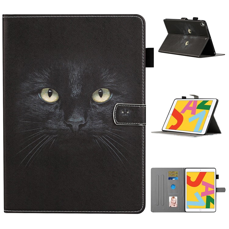 Pattern Printing Protective Leather Stand Card Slots Cover Case for iPad 10.2 (2019)/iPad Pro 10.5-inch (2017) - Cat Face-1