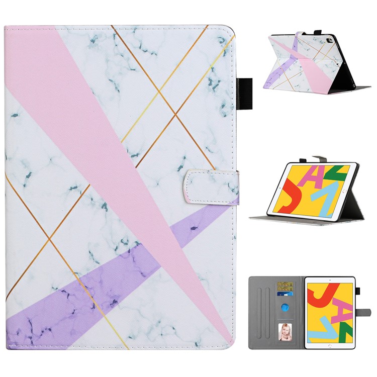 Pattern Printing Protective Leather Stand Card Slots Cover Case for iPad 10.2 (2019)/iPad Pro 10.5-inch (2017) - Pink and Purple-1