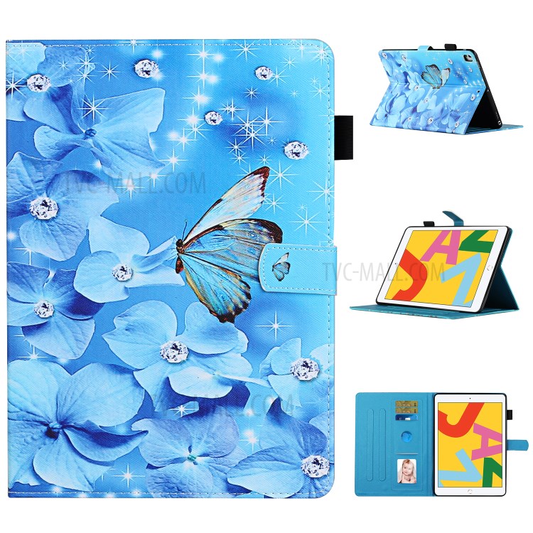 Pattern Printing Protective Leather Stand Card Slots Cover Case for iPad 10.2 (2019)/iPad Pro 10.5-inch (2017) - Butterfly and Flower-1