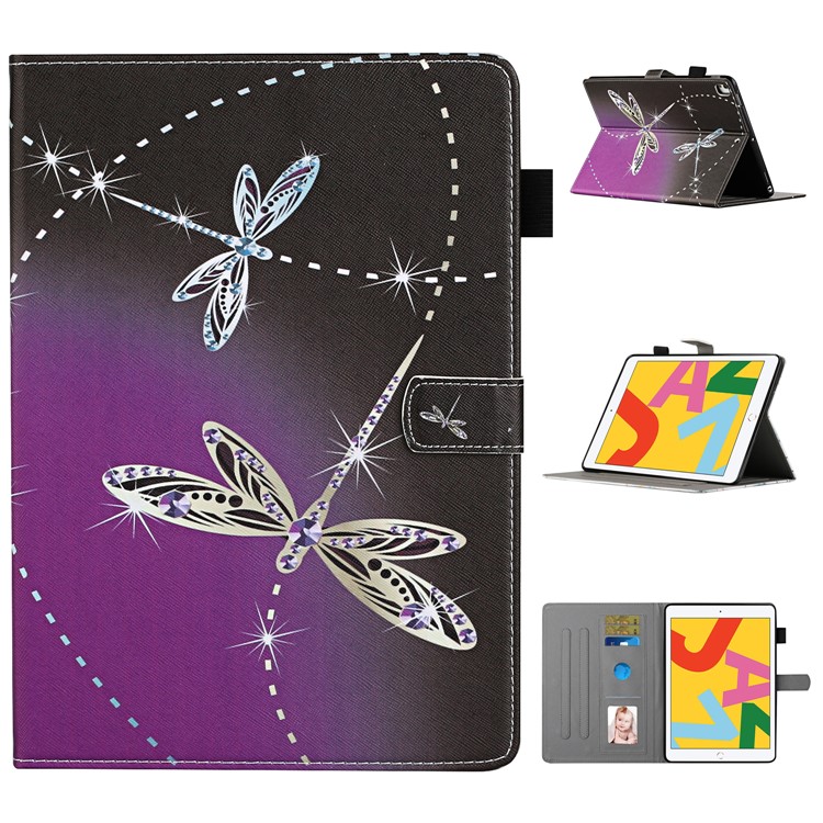 Pattern Printing Protective Leather Stand Card Slots Cover Case for iPad 10.2 (2019)/iPad Pro 10.5-inch (2017) - Dragonfly-1