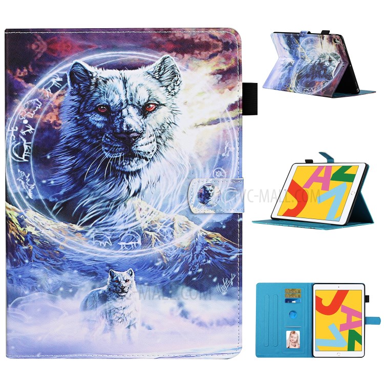 Pattern Printing Protective Leather Stand Card Slots Cover Case for iPad 10.2 (2019)/iPad Pro 10.5-inch (2017) - Wolf-1