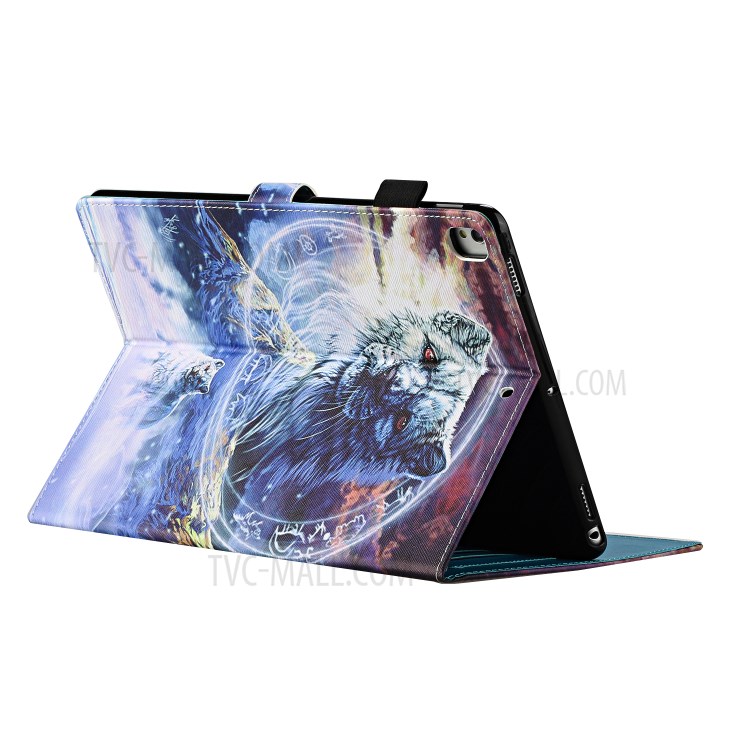 Pattern Printing Protective Leather Stand Card Slots Cover Case for iPad 10.2 (2019)/iPad Pro 10.5-inch (2017) - Wolf-4