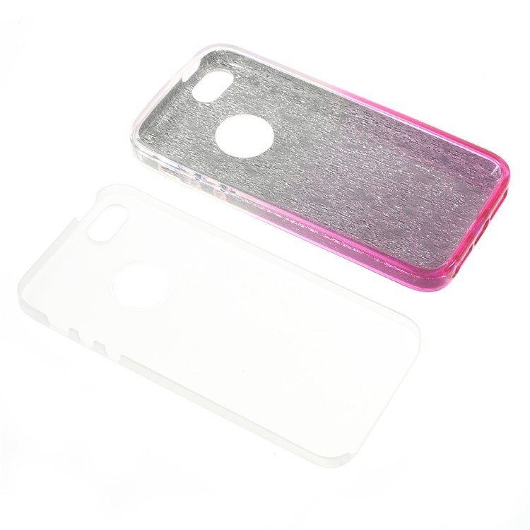 3-in-1 Glaring Piece PC Case Gradient Color TPU Cover for iPhone SE 5s 5 - Rose-10