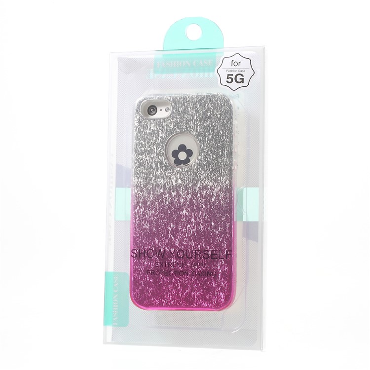 3-in-1 Glaring Piece PC Case Gradient Color TPU Cover for iPhone SE 5s 5 - Rose-11