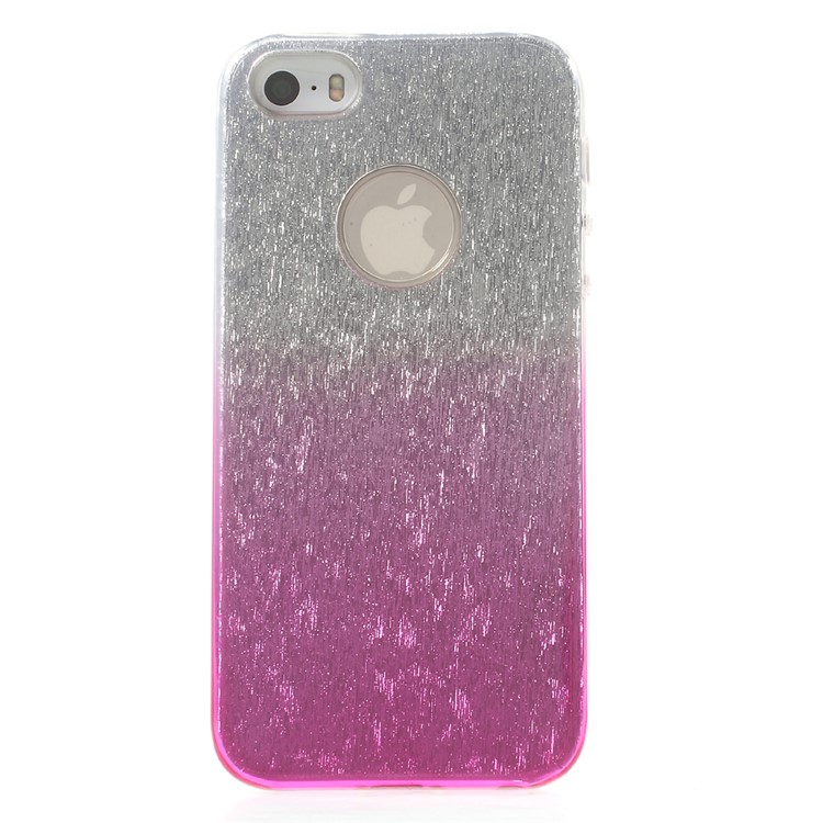 3-in-1 Glaring Piece PC Case Gradient Color TPU Cover for iPhone SE 5s 5 - Rose-2