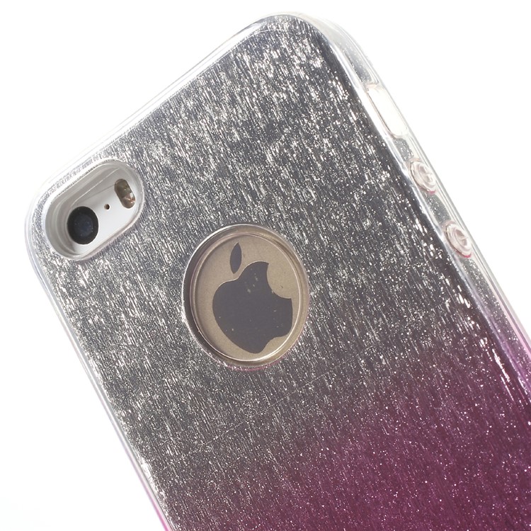 3-in-1 Glaring Piece PC Case Gradient Color TPU Cover for iPhone SE 5s 5 - Rose-5