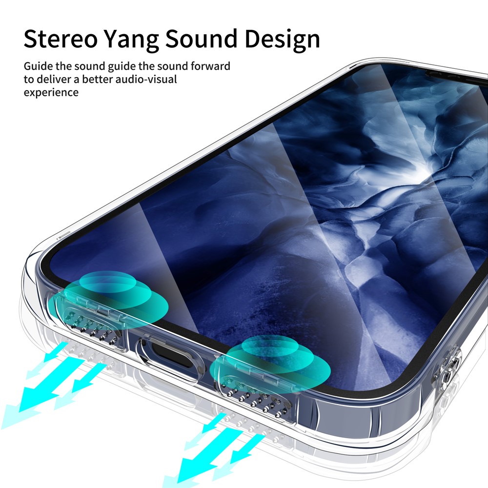 LEEU Design Air Cushion TPU TPU Topla Topa Topa Com Conversão de Voz da Voz Para Iphone 12 Pro 6,1 Polegadas - Transparente