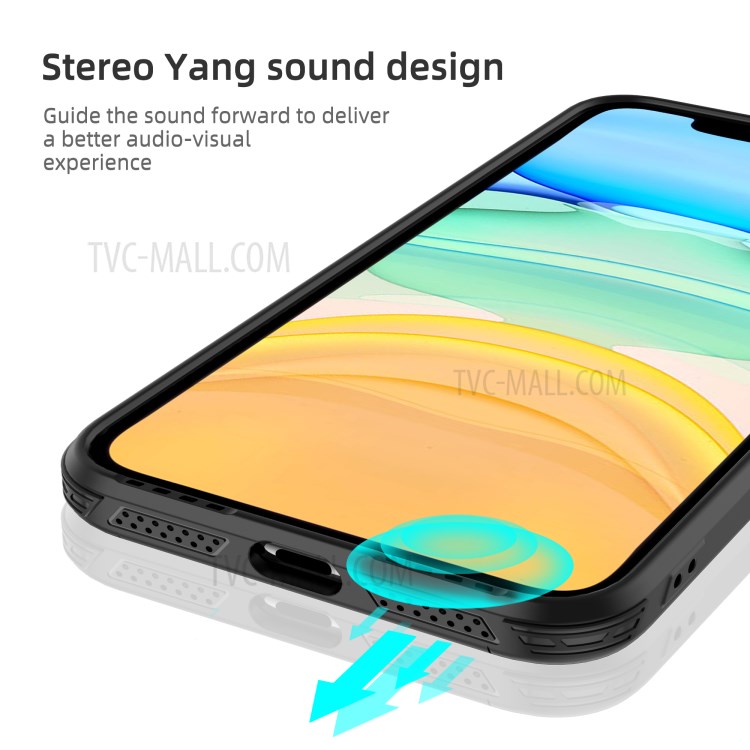 Cubierta Del Teléfono Móvil LeeU DISEÑO Mate PC + TPU Con Conector De Conversión De Voz Para IPhone 11 De 6,1 Pulgadas - Negro-5