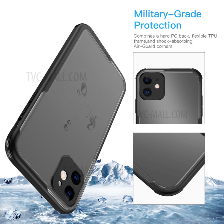 Cubierta Del Teléfono Móvil LeeU DISEÑO Mate PC + TPU Con Conector De Conversión De Voz Para IPhone 11 De 6,1 Pulgadas - Negro-8