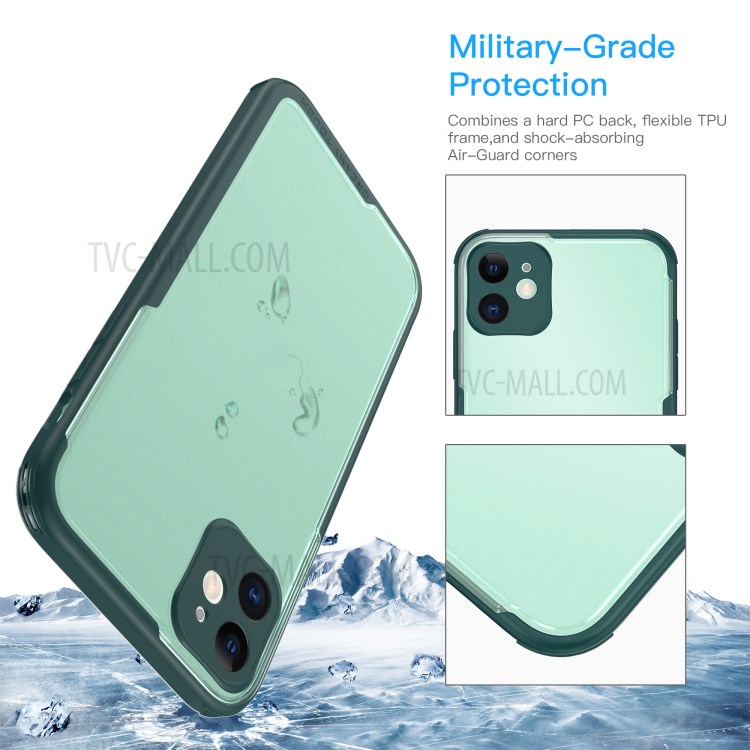 LEEU DESIGN Matte PC +TPU Mobile Phone Cover with Voice Conversion Jack for iPhone 11 6.1-inch - Green-9