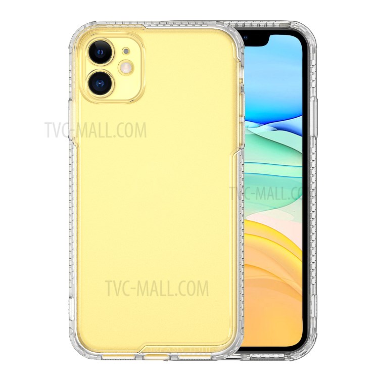 LEEU Design Matte PC +TPU Celular Capa Com Conector de Conversão de Voz Para Iphone 11 6,1 Polegadas - Transparente-8