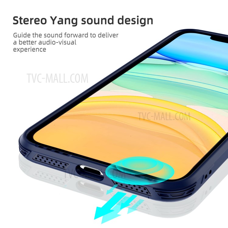 LEEU DESIGN Matte PC +TPU Mobile Phone Cover with Voice Conversion Jack for iPhone 11 6.1-inch - Blue-6