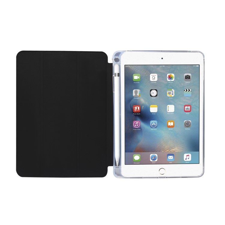 Sentimento Della Pelle Tri-fold Stand in Pelle Copertina di Protezione TPU Con Slot a Penna Per Ipad Mini (2019) 7,9 Pollici/mini 4 - Nero