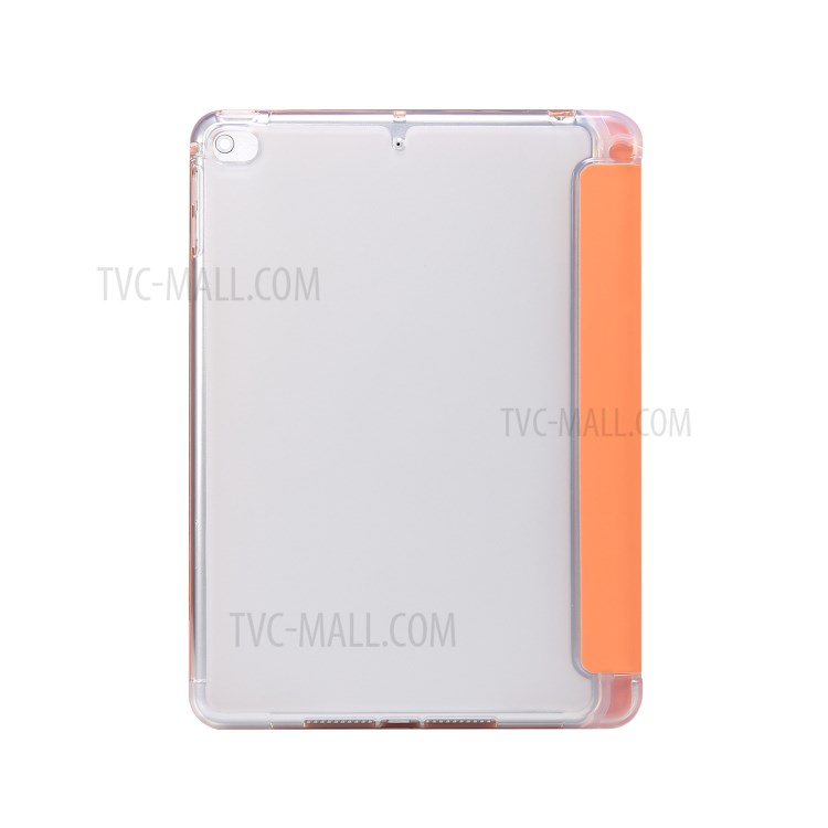 Skin Feeling Tri-fold Stand Leather TPU Protection Cover with Pen Slot for iPad mini (2019) 7.9 inch/mini 4 - Orange-2