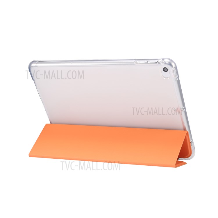 Skin Feeling Tri-fold Stand Leather TPU Protection Cover with Pen Slot for iPad mini (2019) 7.9 inch/mini 4 - Orange-4