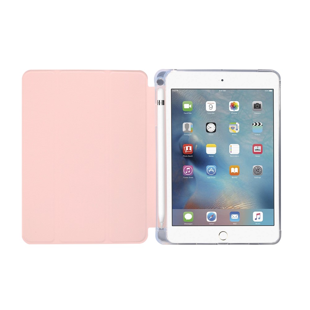 Skin Feeling Tri-fold Stand Couro TPU Protection Cover Com Caneta Para Ipad Mini (2019) 7,9 Polegadas/mini 4 - Luz Rosa-3