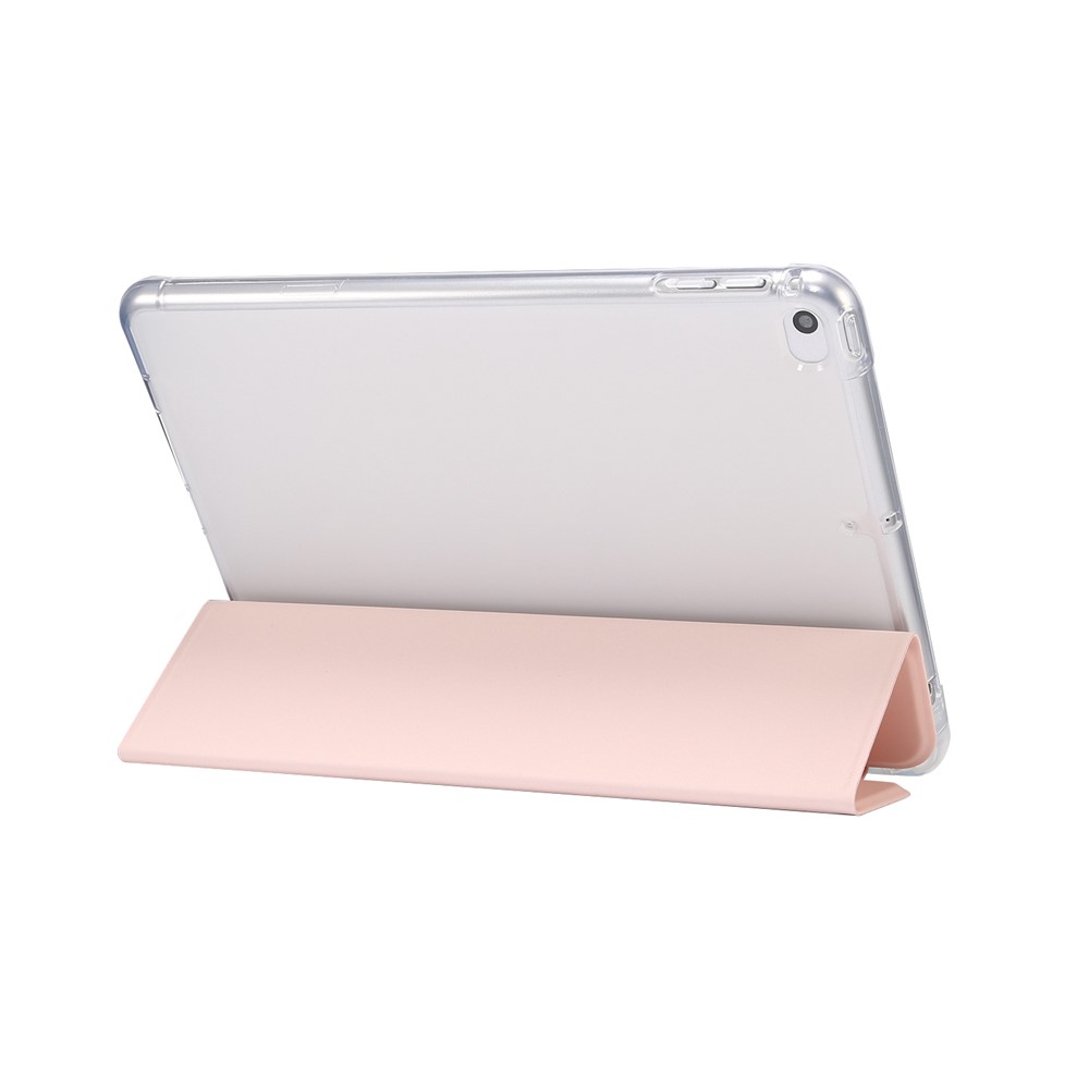 Skin Feeling Tri-fold Stand Leather TPU Protection Cover with Pen Slot for iPad mini (2019) 7.9 inch/mini 4 - Light Pink-4