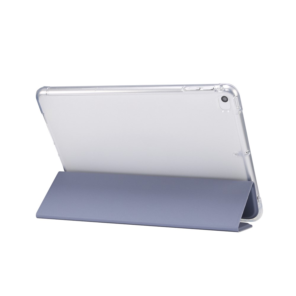 Skin Feeling Tri-fold Stand Leather TPU Protection Cover with Pen Slot for iPad mini (2019) 7.9 inch/mini 4 - Purple-4