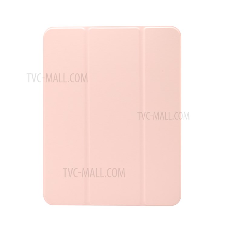 Skin Feeling Tri-fold Stand Leather TPU Tablet Case with Pen Slot for iPad Pro 11-inch (2020)/(2018) - Light Pink-1