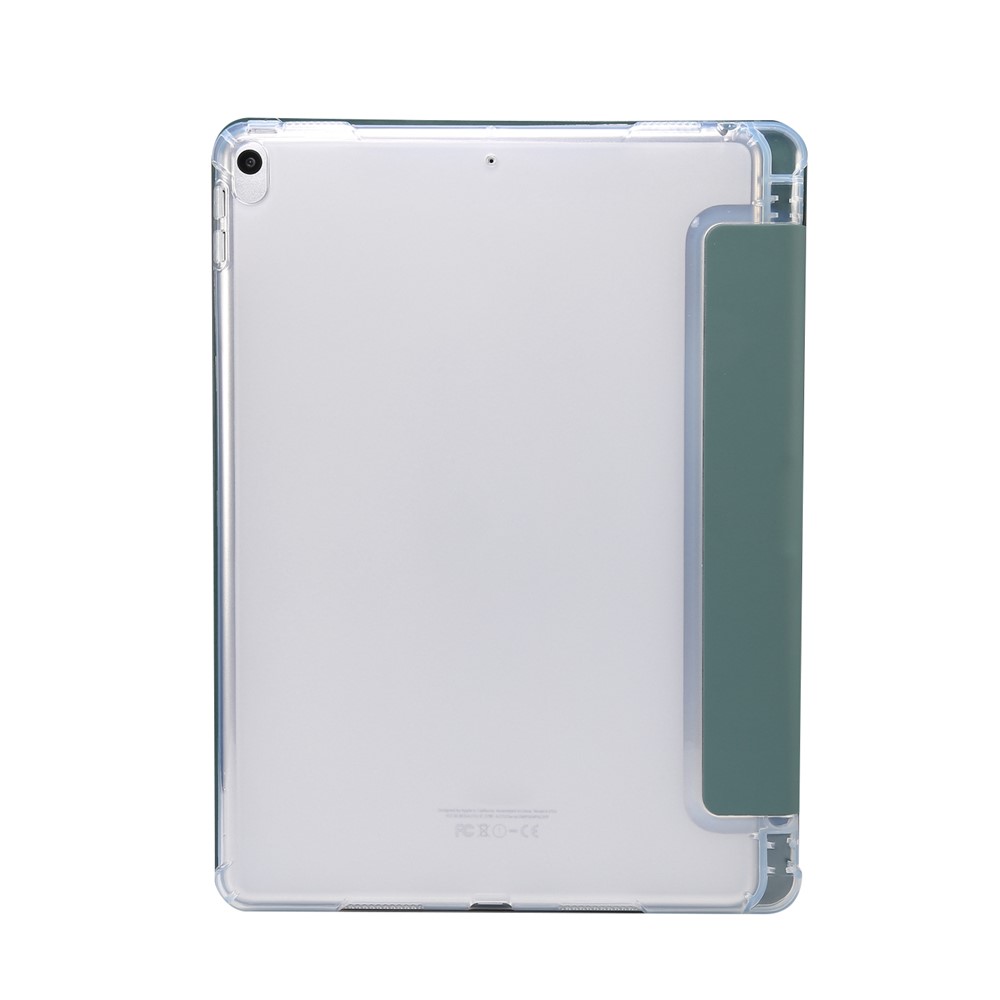 Skin Feeling Tri-fold Stand Leather TPU Case with Pen Slot for iPad Air 10.5 inch (2019)/Pro 10.5-inch (2017) - Dark Green-2