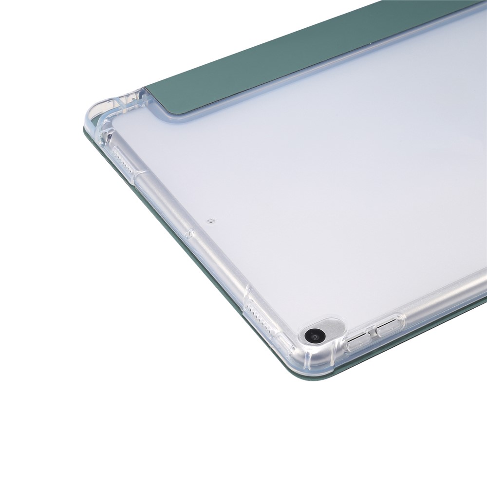 Skin Feeling Tri-fold Stand Leather TPU Case with Pen Slot for iPad Air 10.5 inch (2019)/Pro 10.5-inch (2017) - Dark Green-5