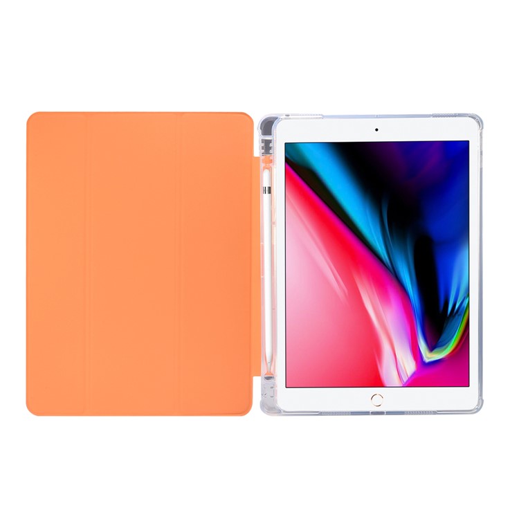 Skin Feeling Tri-fold Stand Leather TPU Case with Pen Slot for iPad Air 10.5 inch (2019)/Pro 10.5-inch (2017) - Orange-3