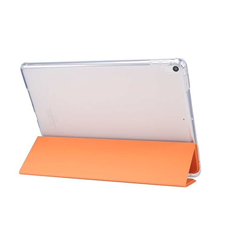 Skin Feeling Tri-fold Stand Leather TPU Case with Pen Slot for iPad Air 10.5 inch (2019)/Pro 10.5-inch (2017) - Orange-4