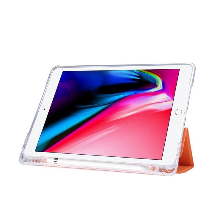 Skin Feeling Tri-fold Stand Leather TPU Case with Pen Slot for iPad Air 10.5 inch (2019)/Pro 10.5-inch (2017) - Orange-5