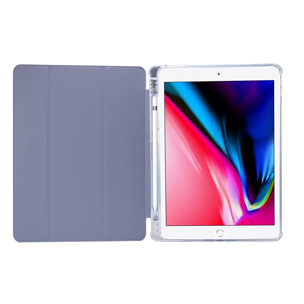 Skin Feeling Tri-fold Stand Leather TPU Case with Pen Slot for iPad Air 10.5 inch (2019)/Pro 10.5-inch (2017) - Purple-3