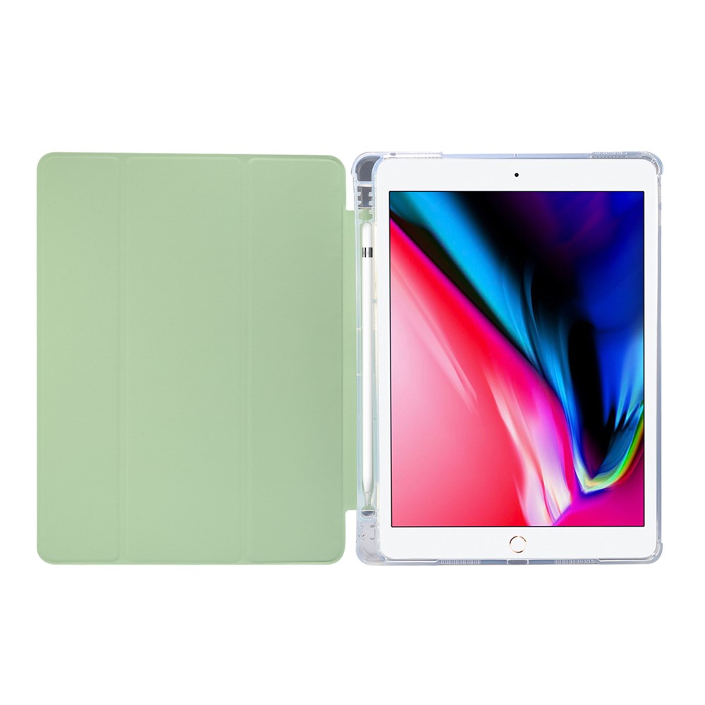 Skin Feeling Tri-fold Stand Leather TPU Case with Pen Slot for iPad Air 10.5 inch (2019)/Pro 10.5-inch (2017) - Green-3