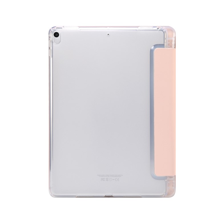 Skin Feeling Tri-fold Stand Leather TPU Case with Pen Slot for iPad Air 10.5 inch (2019)/Pro 10.5-inch (2017) - Light Pink-2