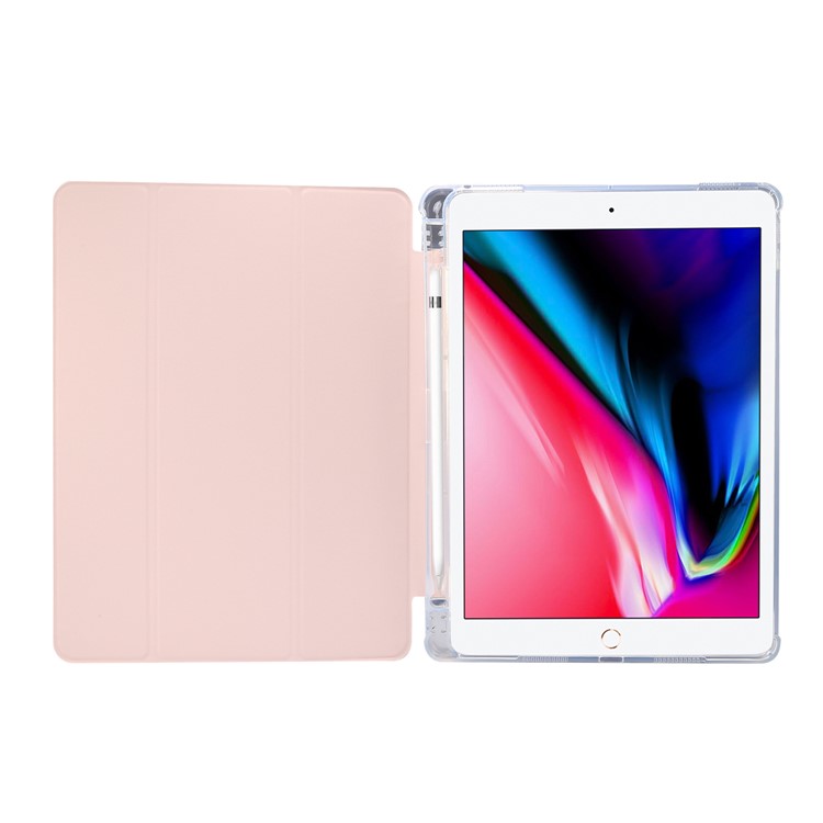Skin Feeling Tri-fold Stand Leather TPU Case with Pen Slot for iPad Air 10.5 inch (2019)/Pro 10.5-inch (2017) - Light Pink-3