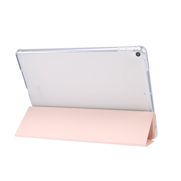 Skin Feeling Tri-fold Stand Leather TPU Case with Pen Slot for iPad Air 10.5 inch (2019)/Pro 10.5-inch (2017) - Light Pink-4