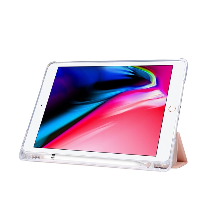 Skin Feeling Tri-fold Stand Leather TPU Case with Pen Slot for iPad Air 10.5 inch (2019)/Pro 10.5-inch (2017) - Light Pink-6