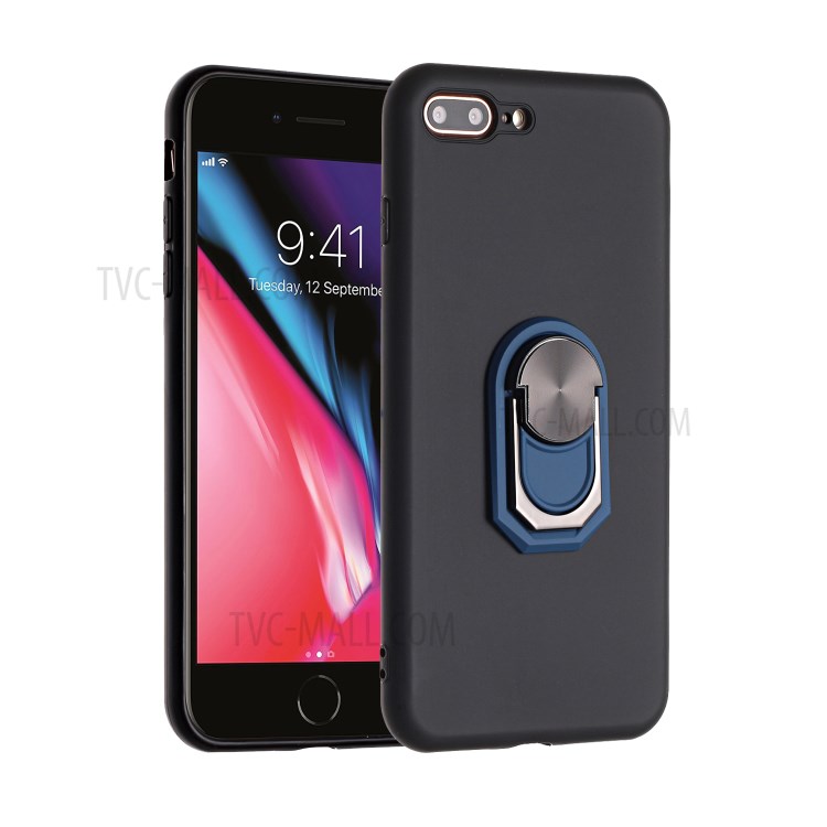 Kickstand Soft Phone Case Cover for iPhone 7 Plus/8 Plus 5.5 inch - Black / Blue-1