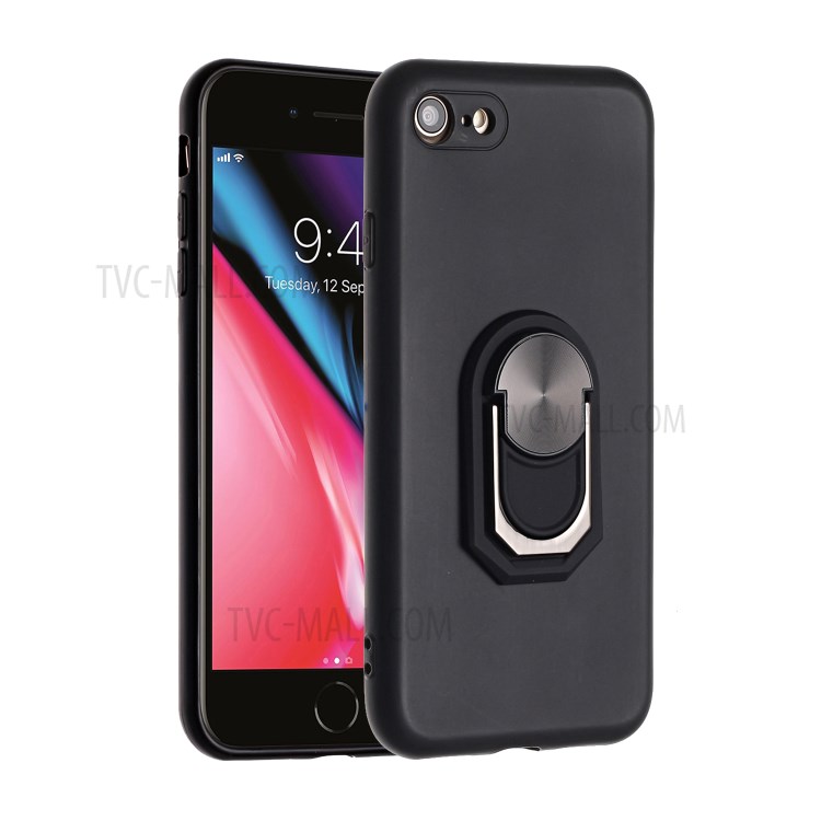 Finger Ring Kickstand Phone Cover for Apple iPhone 7/8/SE (2nd Generation) - Black-1