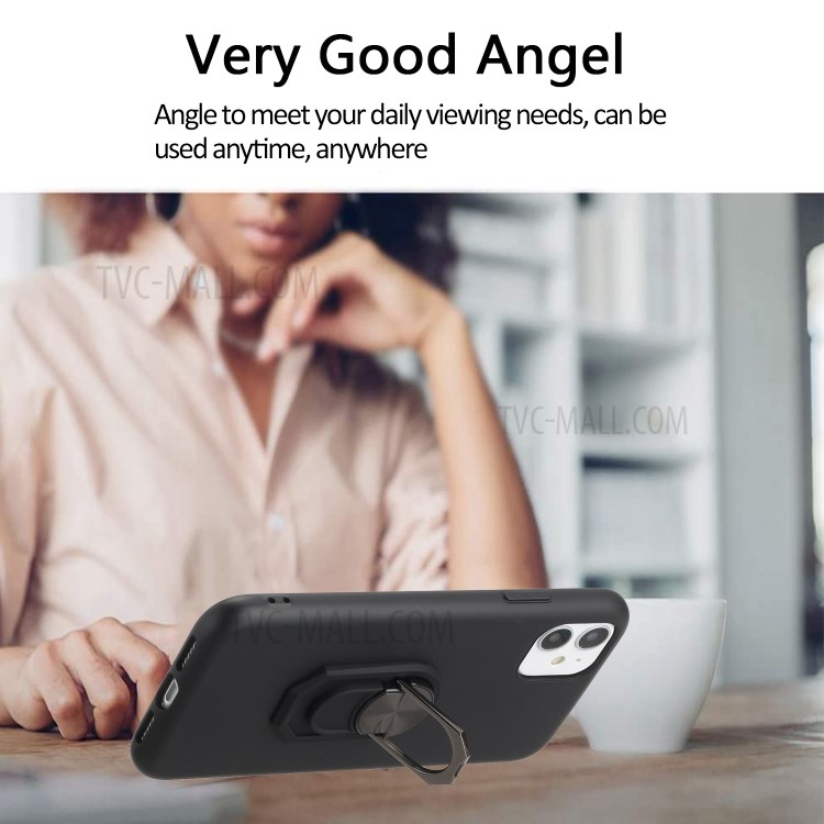 Serie Negra Armadura Kickstand Cubierta De La Caja Del Teléfono Del Silicón Para El Iphone De La Manzana 11 De 6,1 Pulgadas - Negro-6