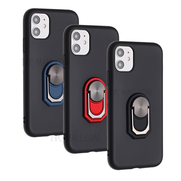 Serie Negra Armadura Kickstand Cubierta De La Caja Del Teléfono Del Silicón Para El Iphone De La Manzana 11 De 6,1 Pulgadas - Negro-7