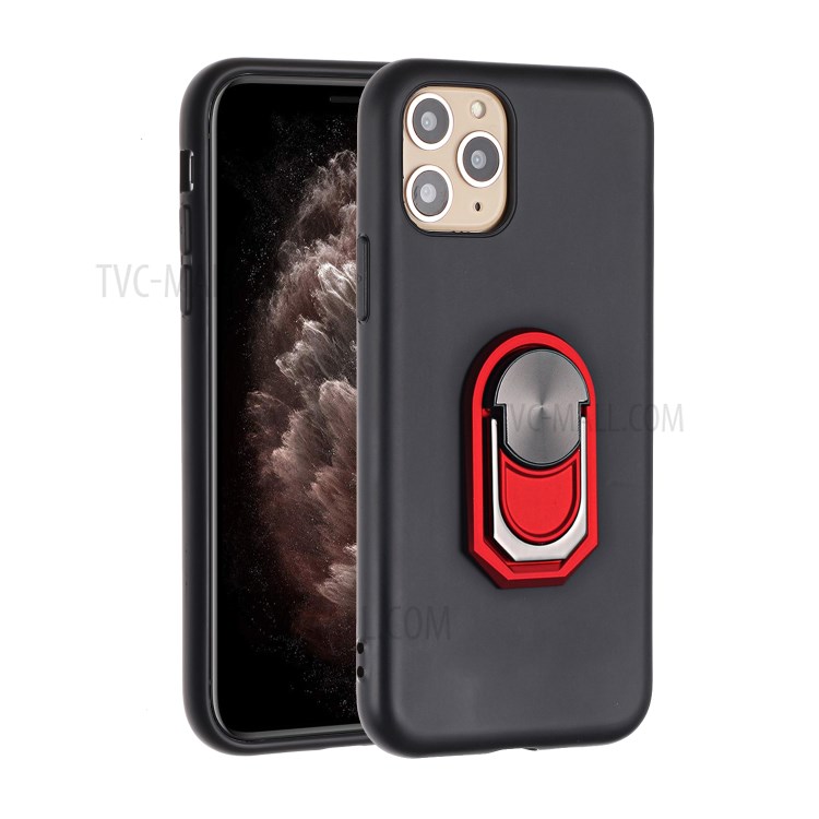 Kickstand Soft Silicone Phone Cover for iPhone 11 Pro Max 6.5 inch - Black/Red-1