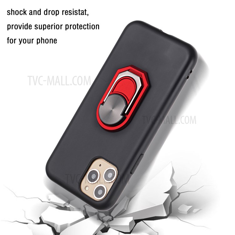 Kickstand Soft Silicone Phone Cover for iPhone 11 Pro Max 6.5 inch - Black/Red-3